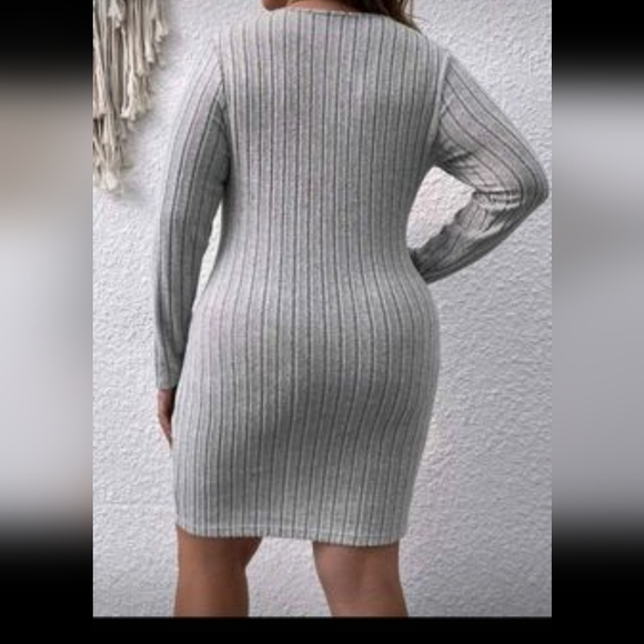 Grey Wide Ribbed Soft Sweater Dress - Picture 4 of 4